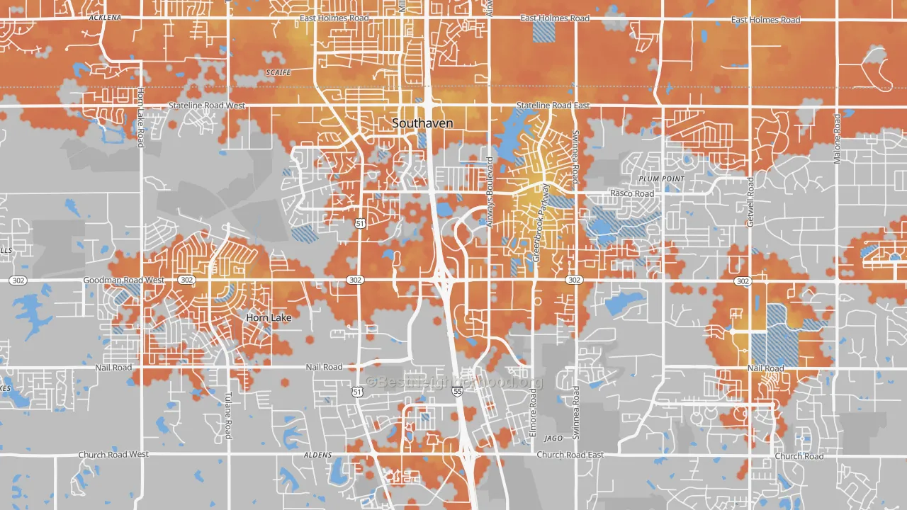 Bike Grade map of 38671, MS