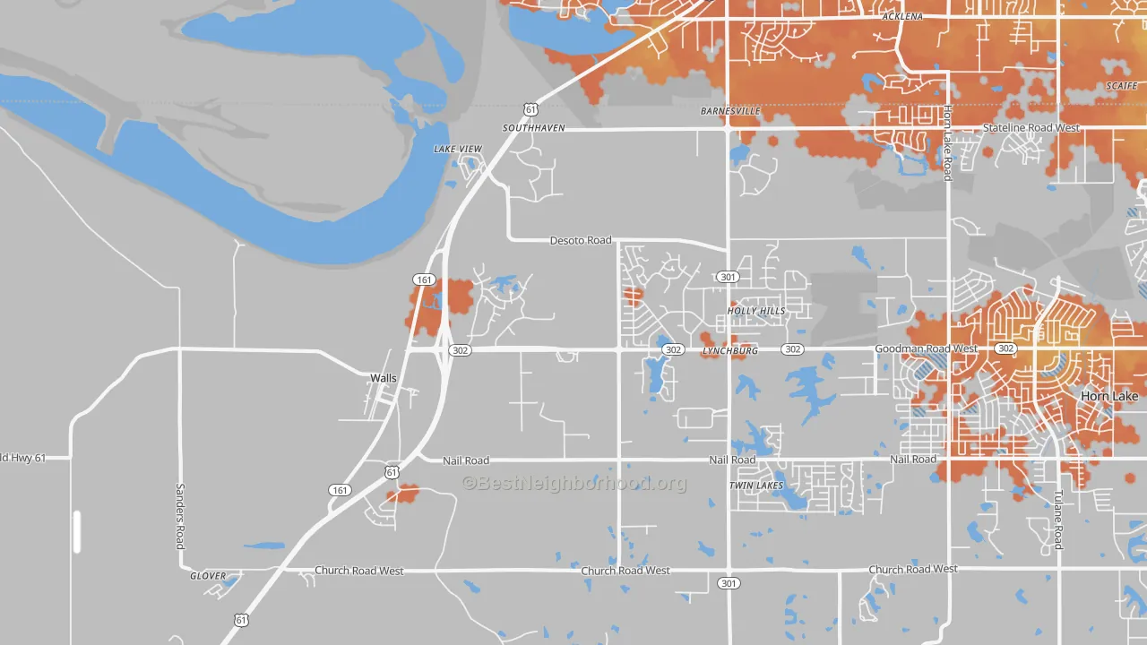 Bike Grade map of 38680, MS