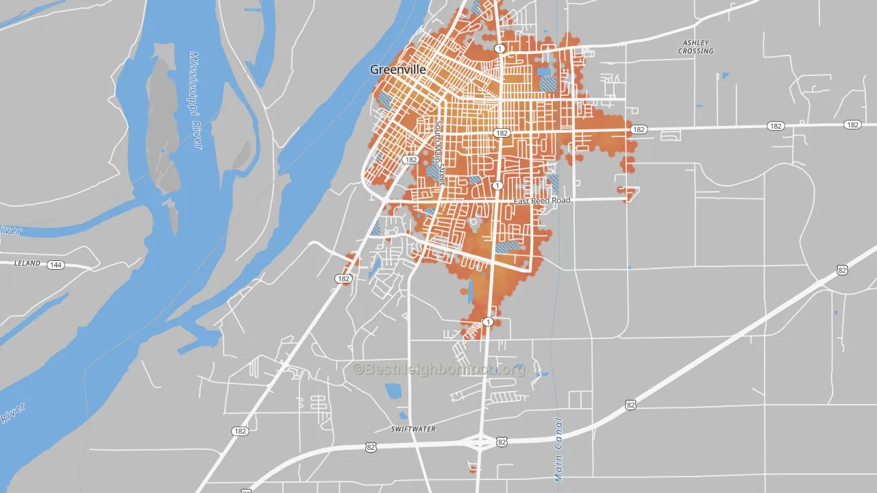 Bike Grade map of 38701, MS