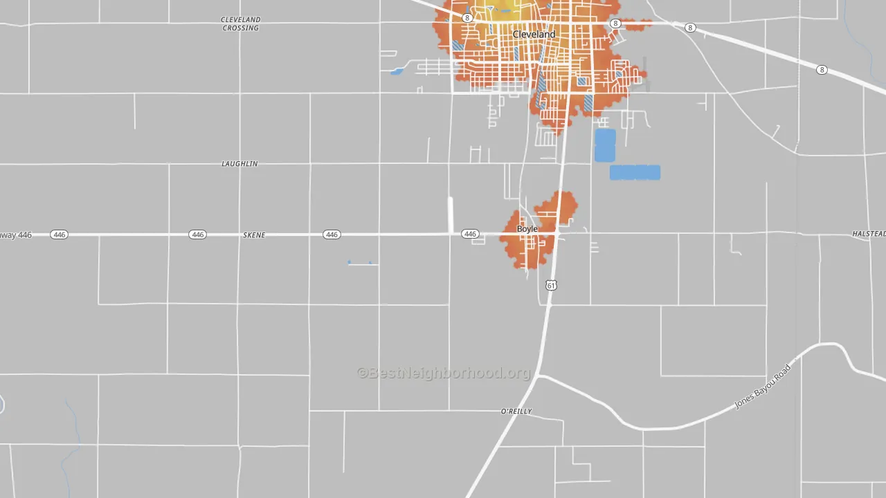 Bike Grade map of 38730, MS