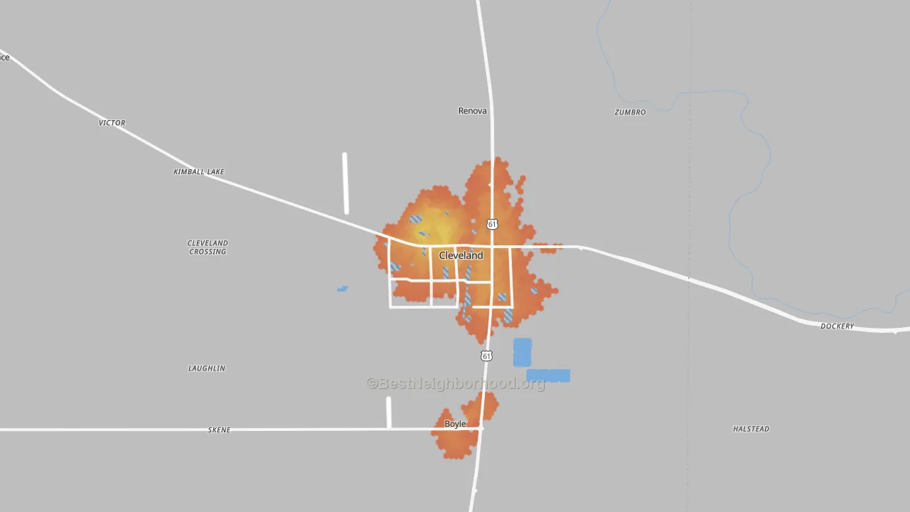Bike Grade map of 38732, MS