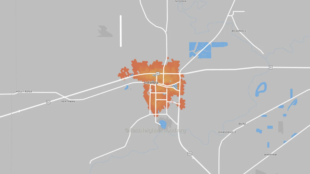 Bike Grade map of 38751, MS