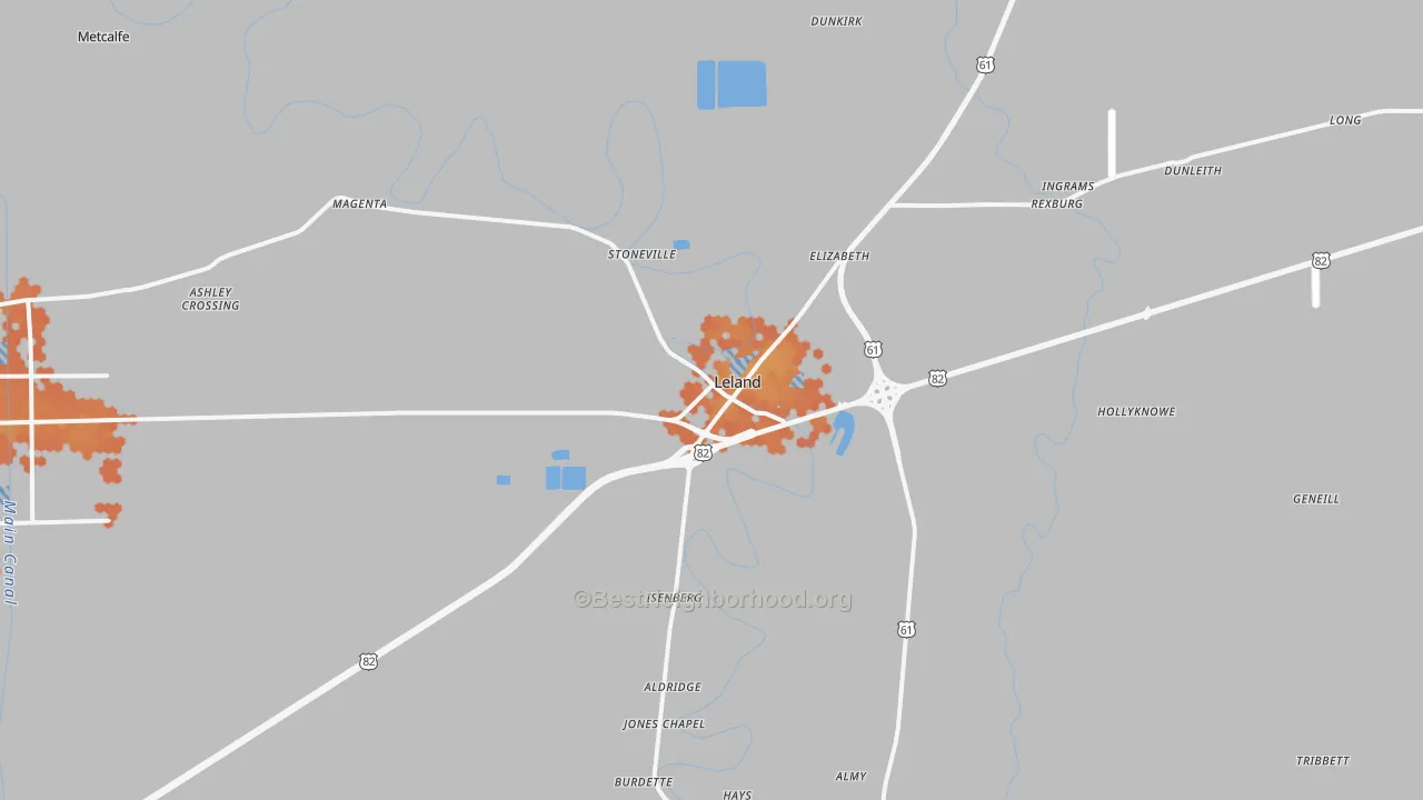 Bike Grade map of 38756, MS