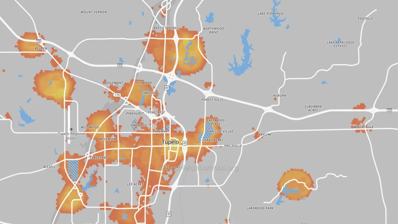 Bike Grade map of 38804, MS