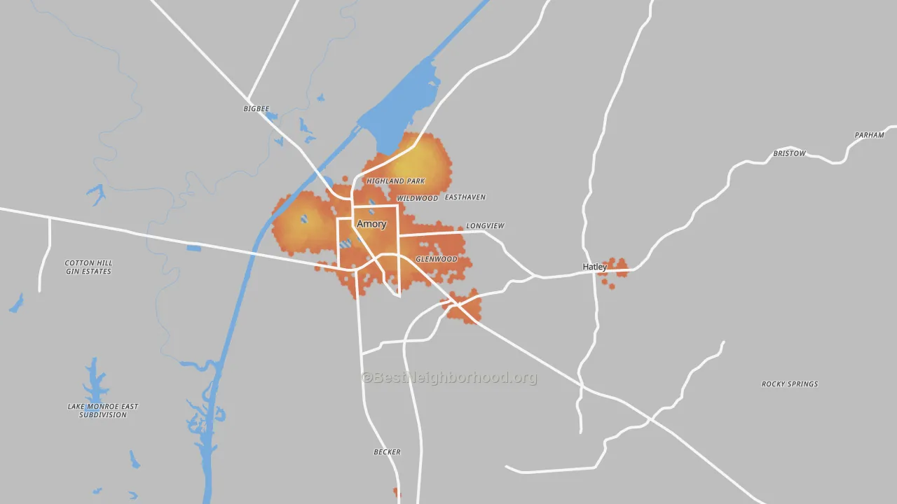 Bike Grade map of 38821, MS