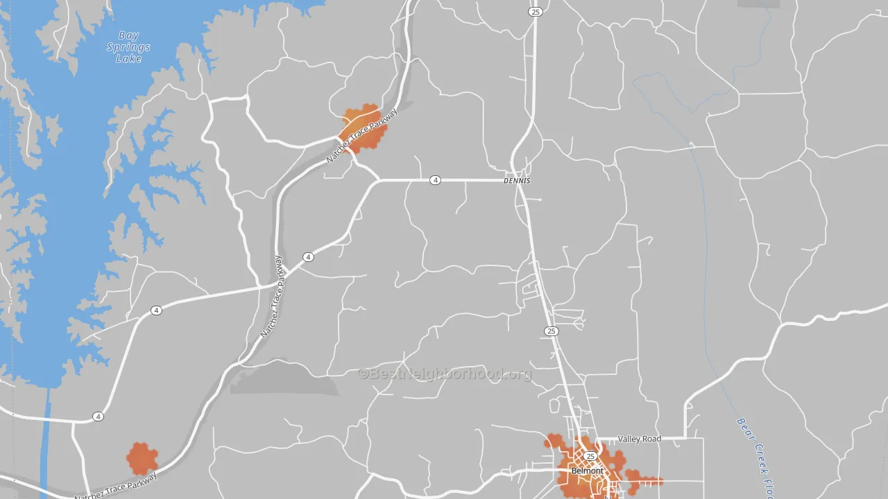Bike Grade map of 38838, MS