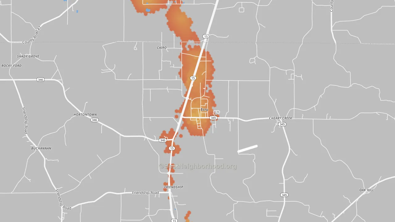 Bike Grade map of 38841, MS