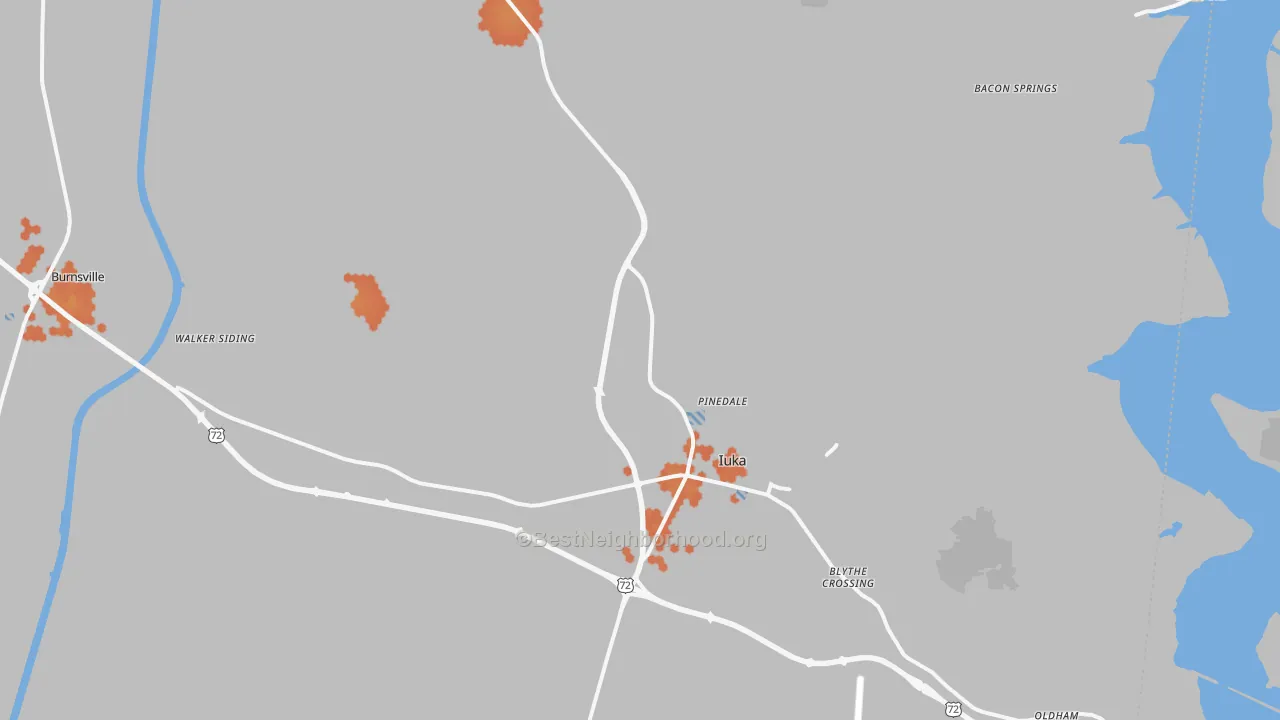 Bike Grade map of 38852, MS