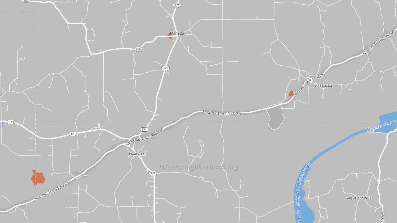 Bike Grade map of 38856, MS
