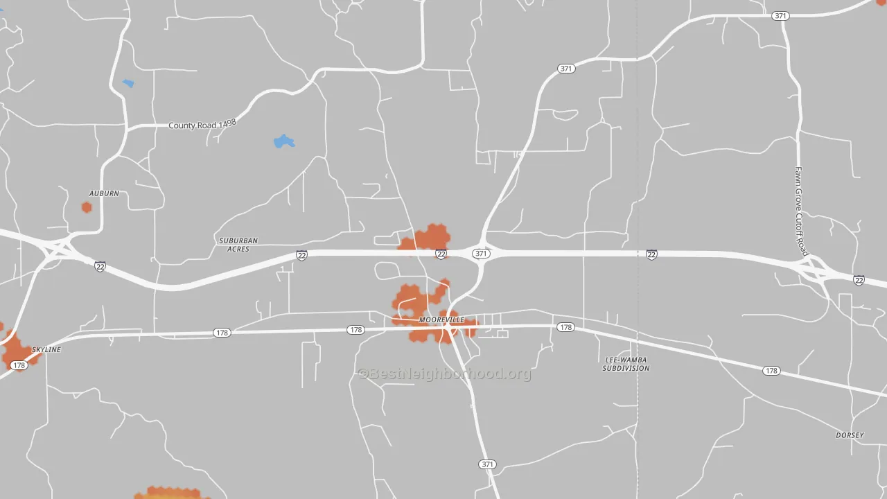 Bike Grade map of 38857, MS