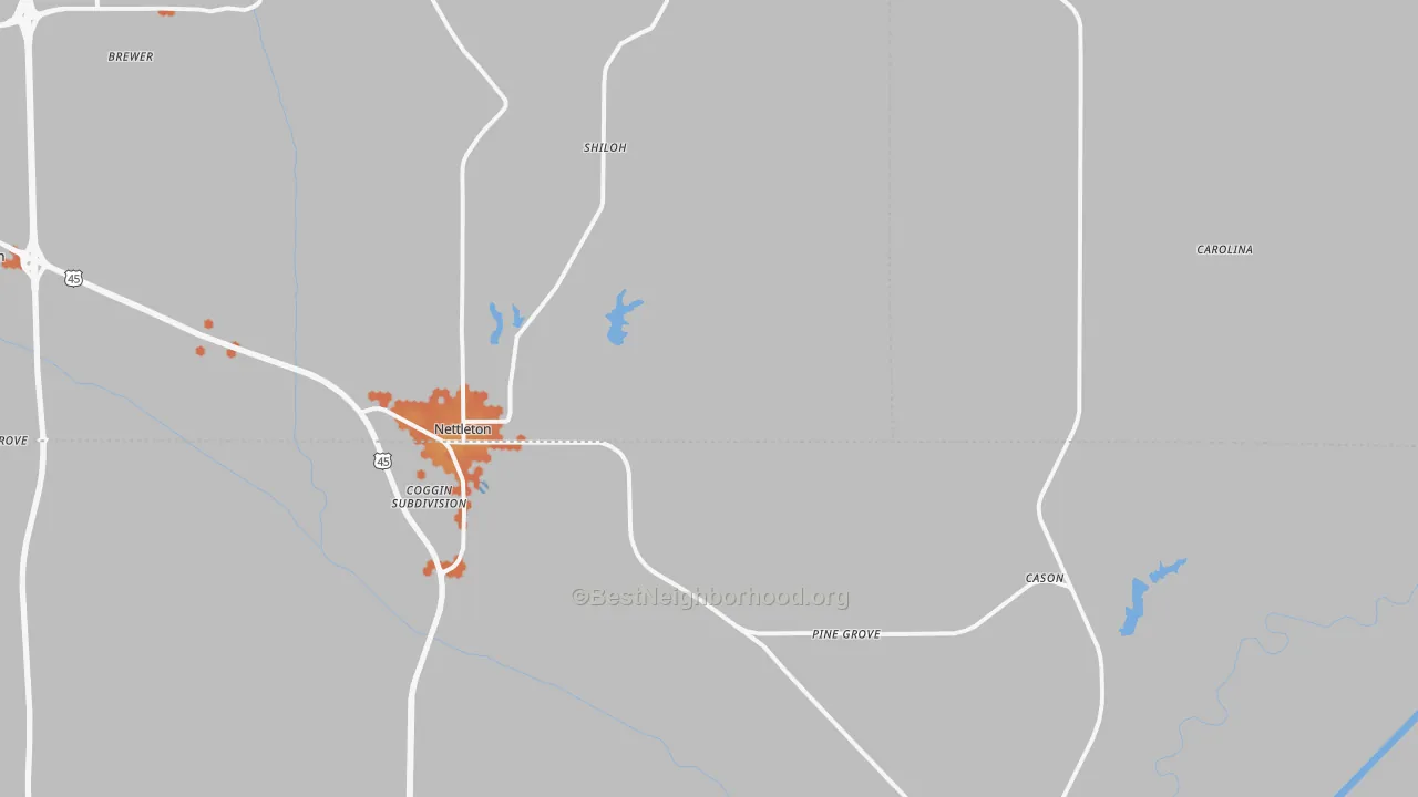 Bike Grade map of 38858, MS