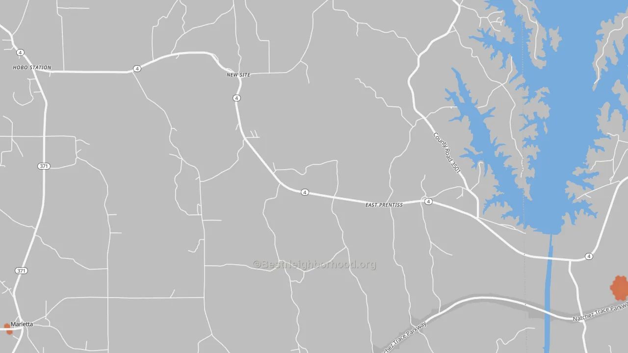 Bike Grade map of 38859, MS