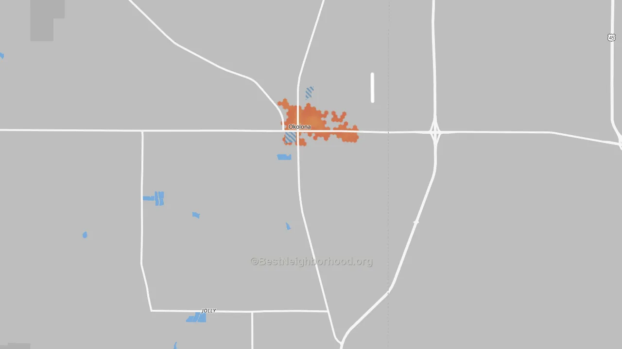 Bike Grade map of 38860, MS