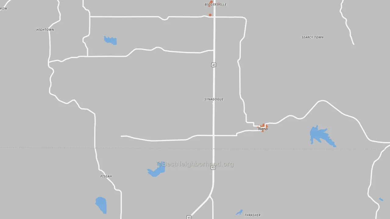 Bike Grade map of 38865, MS