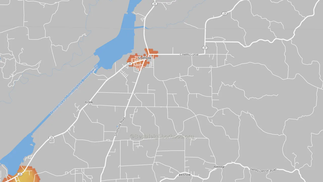 Bike Grade map of 38870, MS
