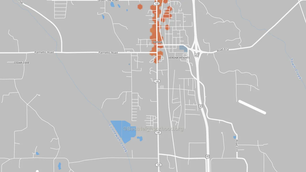 Bike Grade map of 38879, MS