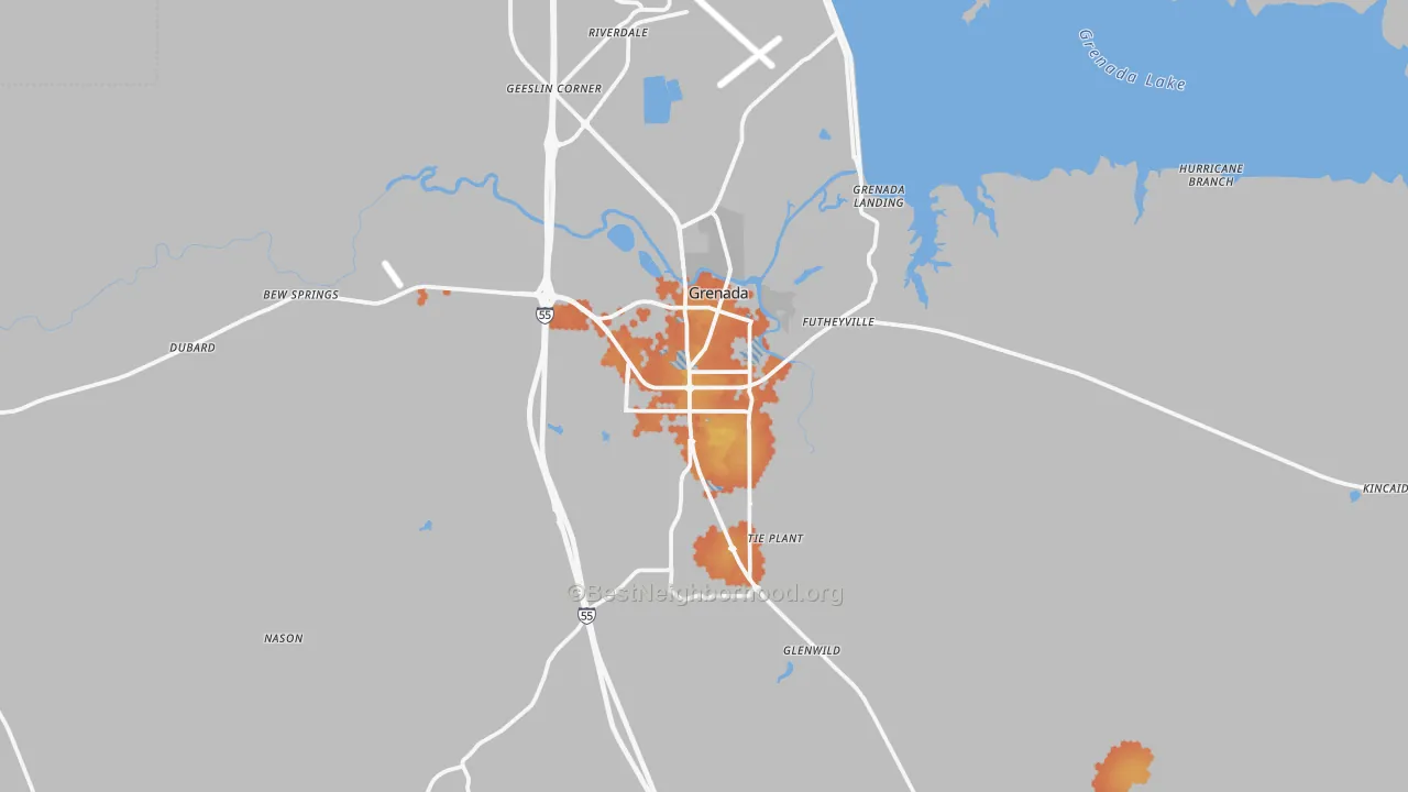 Bike Grade map of 38901, MS