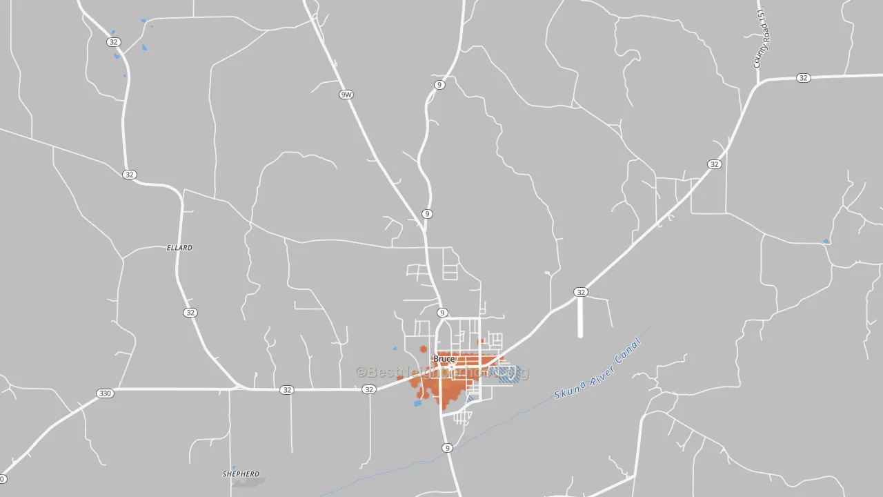 Bike Grade map of 38915, MS