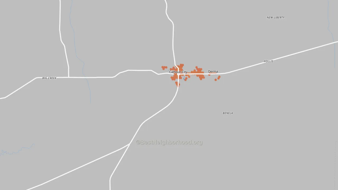 Bike Grade map of 38916, MS