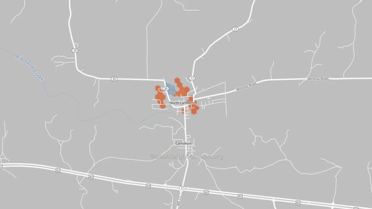 Bike Grade map of 38947, MS