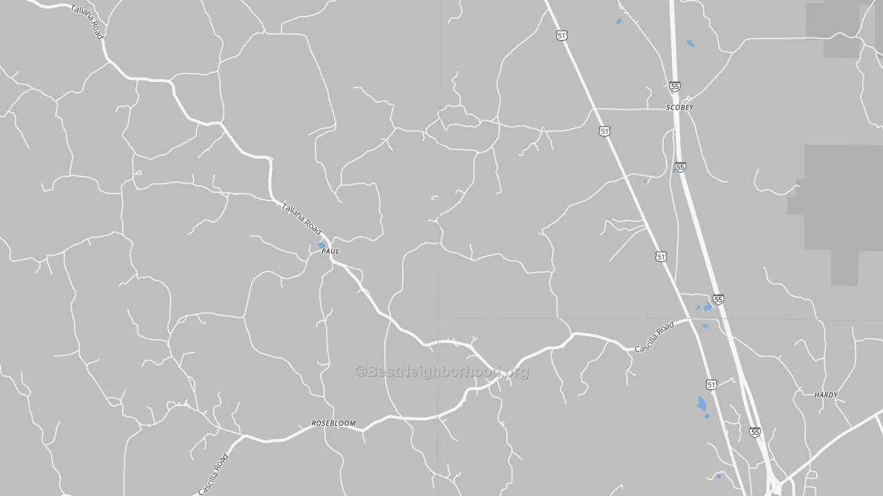 Bike Grade map of 38953, MS