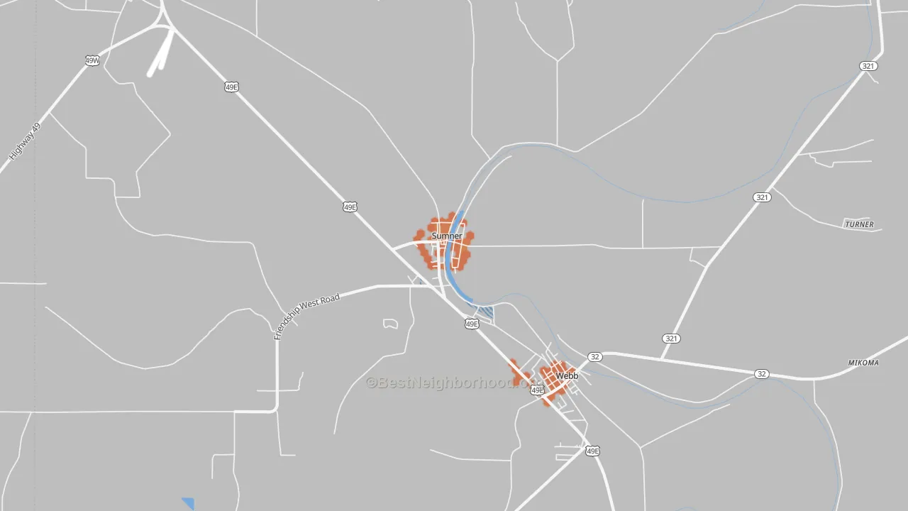Bike Grade map of 38957, MS