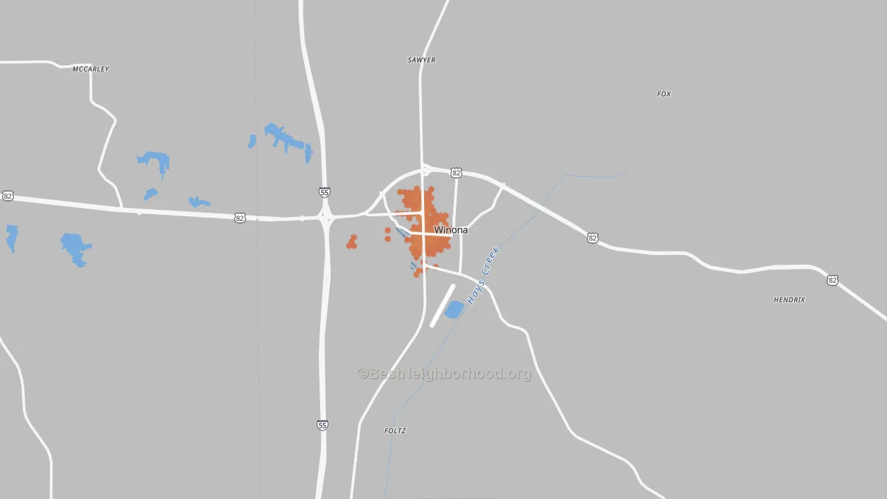 Bike Grade map of 38967, MS