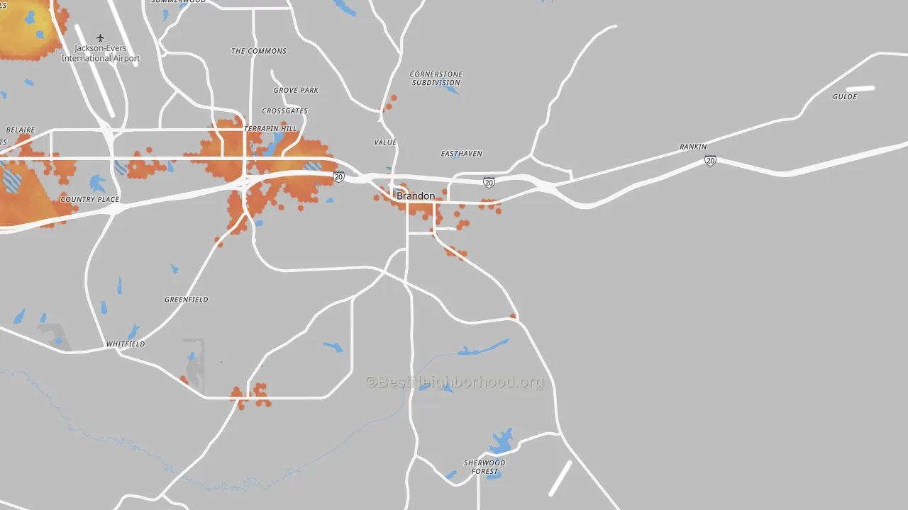 Bike Grade map of 39042, MS
