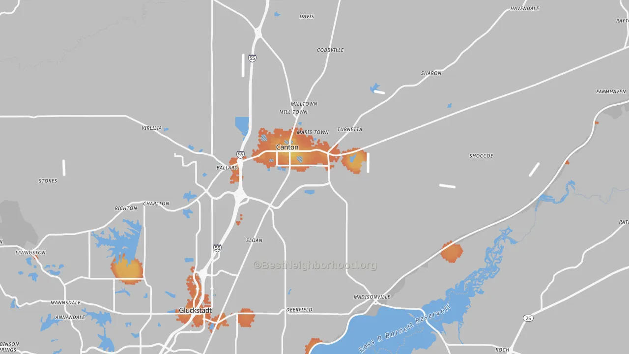 Bike Grade map of 39046, MS
