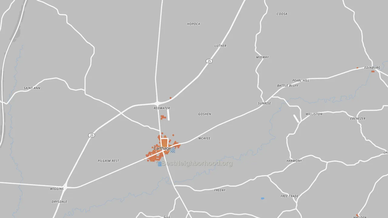 Bike Grade map of 39051, MS
