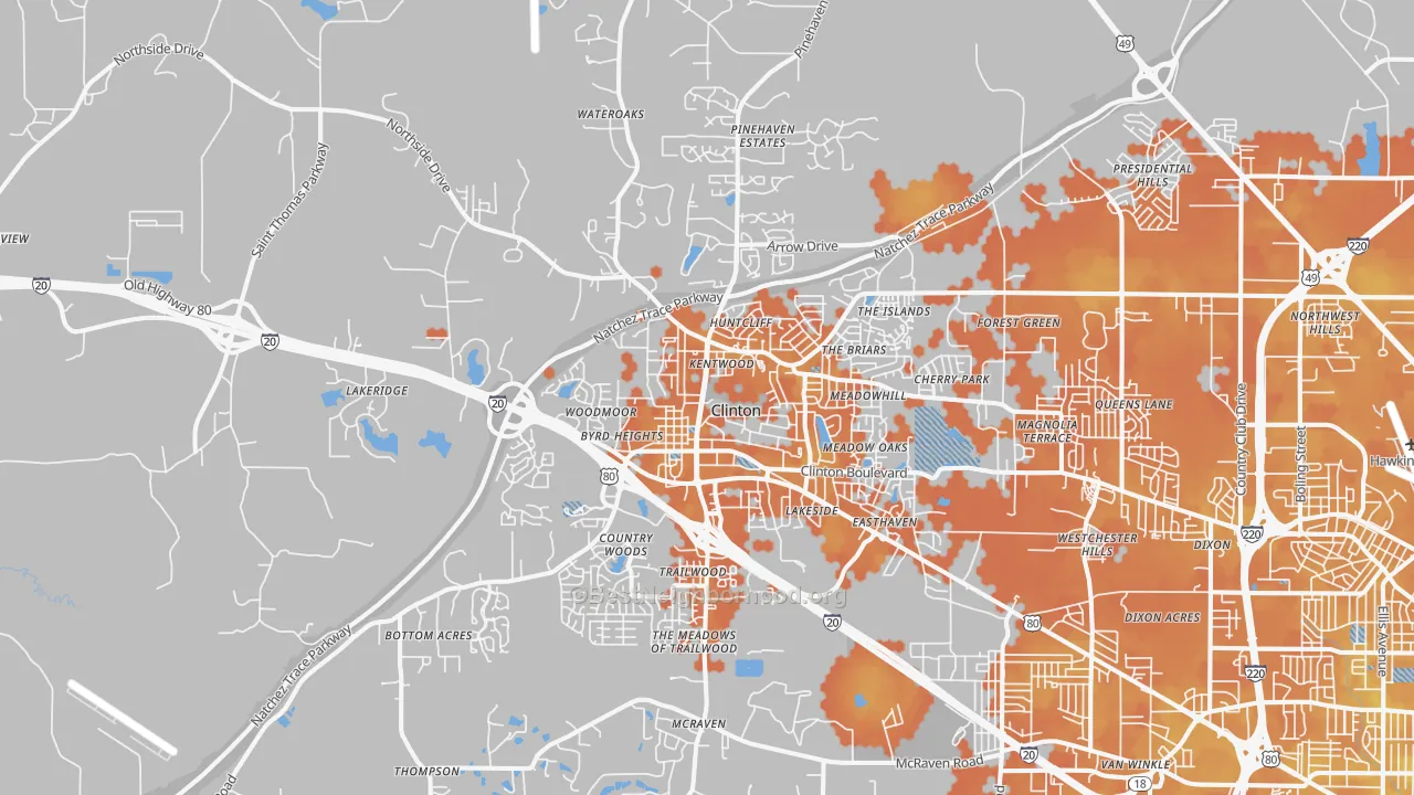 Bike Grade map of 39056, MS