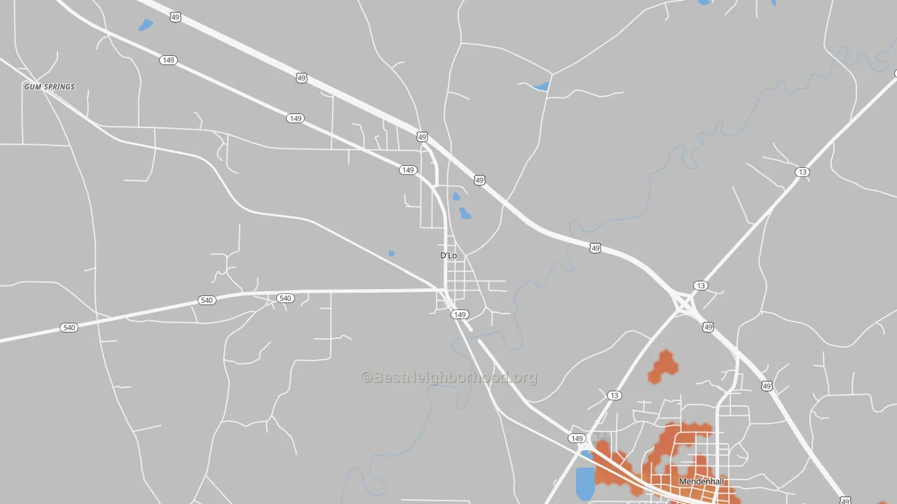 Bike Grade map of 39062, MS