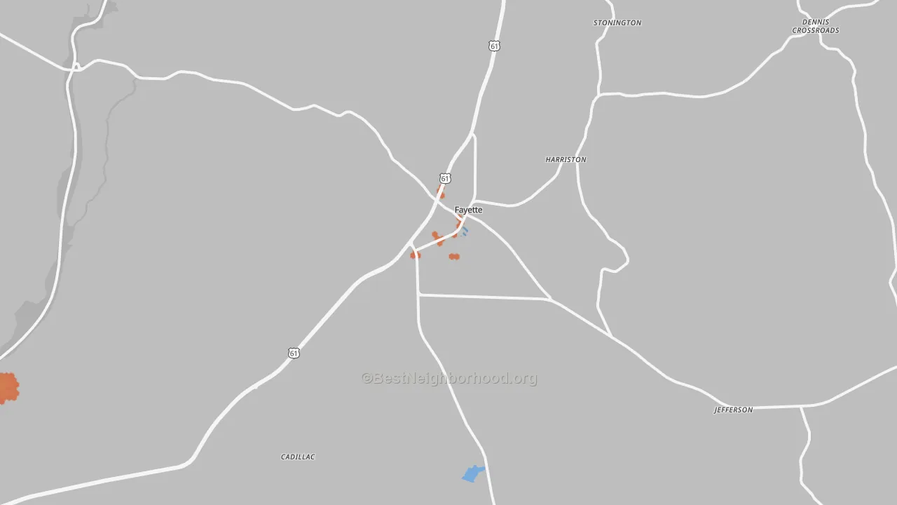 Bike Grade map of 39069, MS