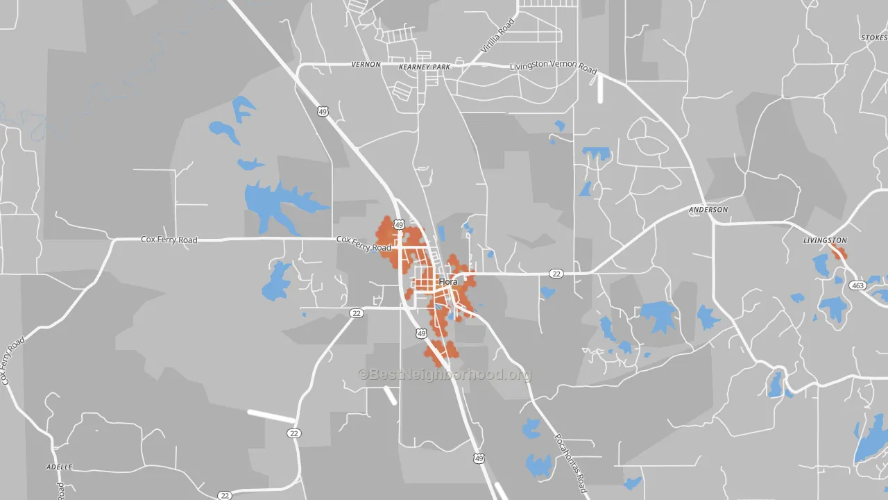 Bike Grade map of 39071, MS