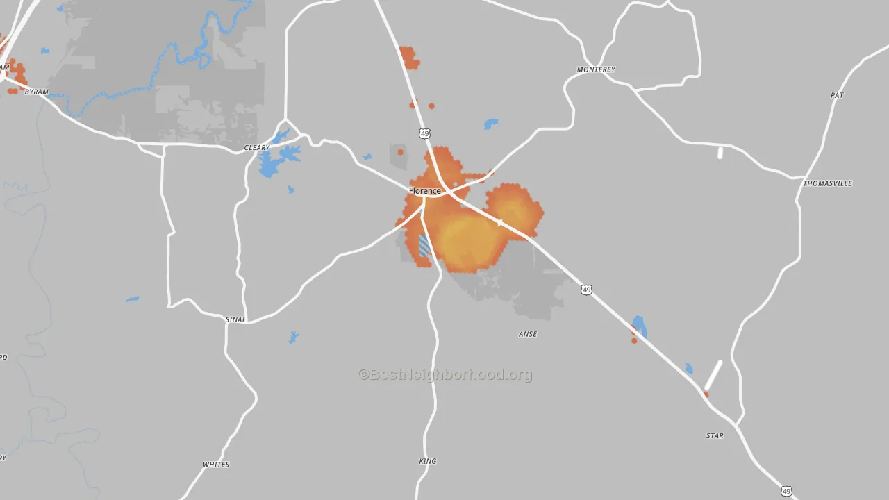 Bike Grade map of 39073, MS