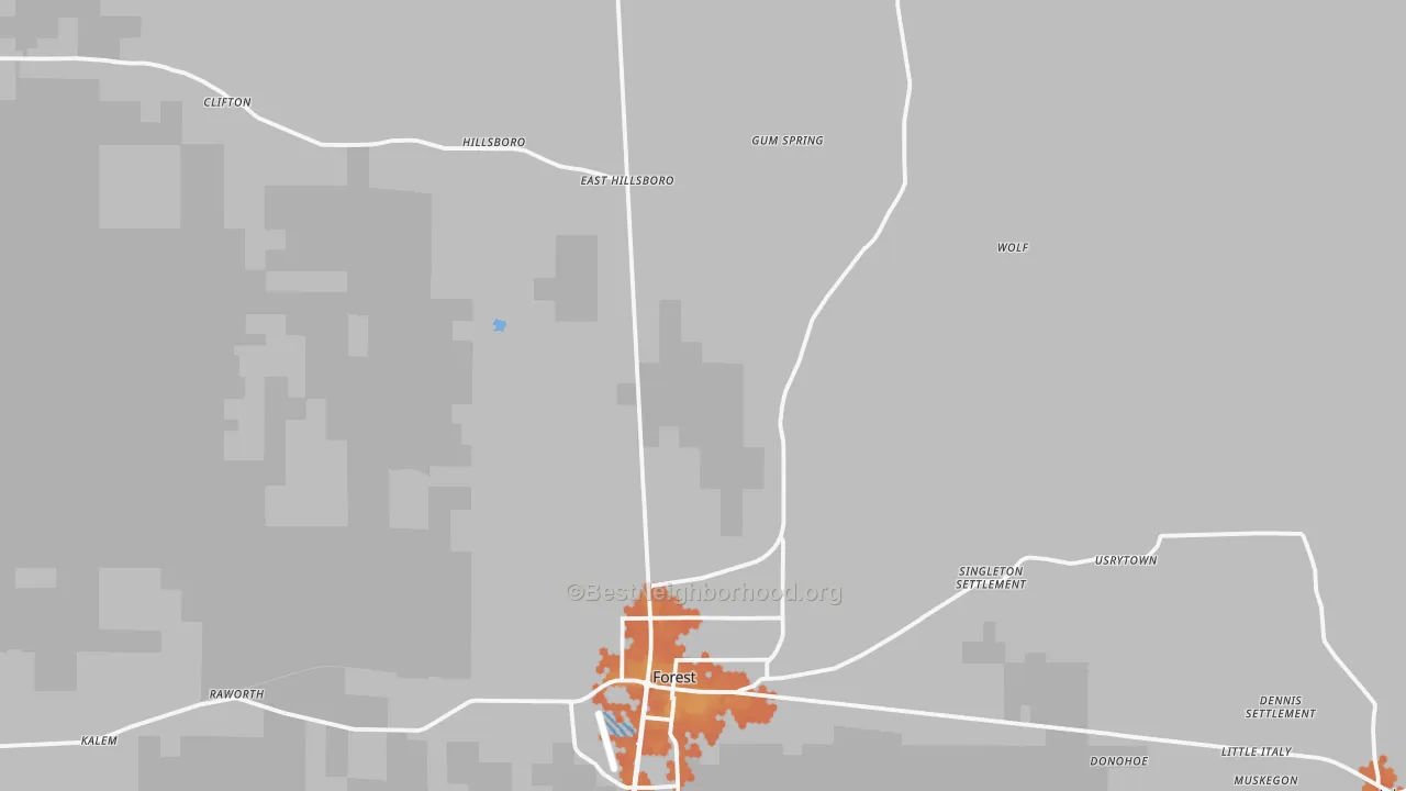 Bike Grade map of 39074, MS