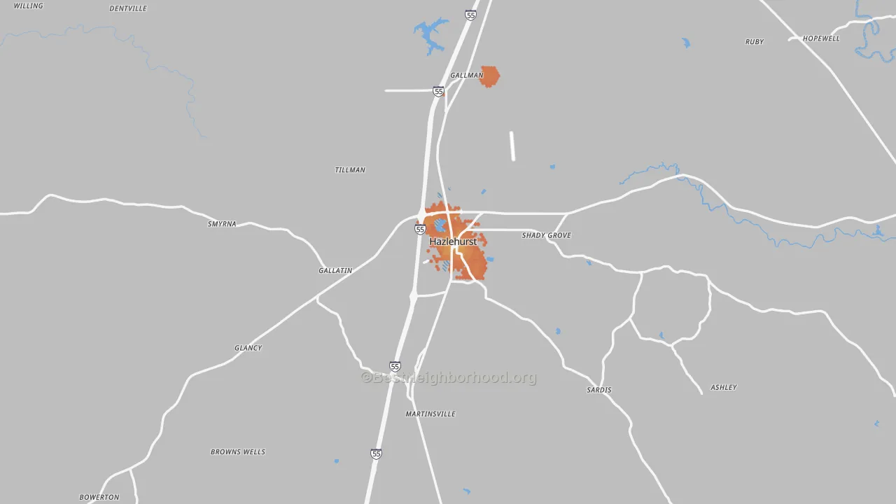 Bike Grade map of 39083, MS