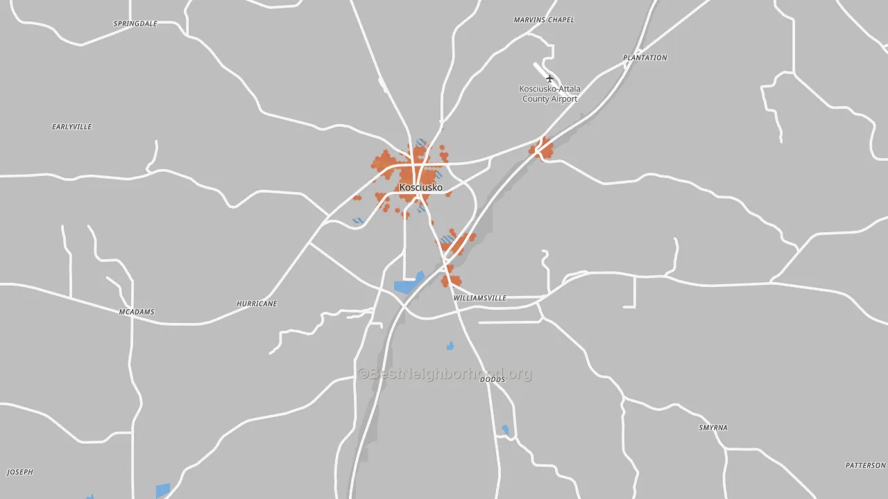 Bike Grade map of 39090, MS