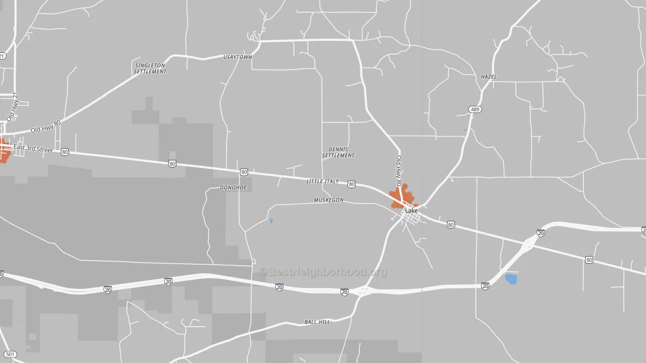 Bike Grade map of 39092, MS