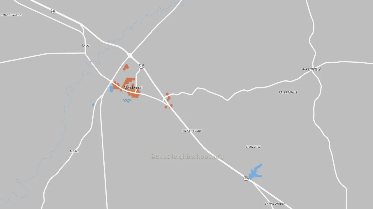 Bike Grade map of 39114, MS