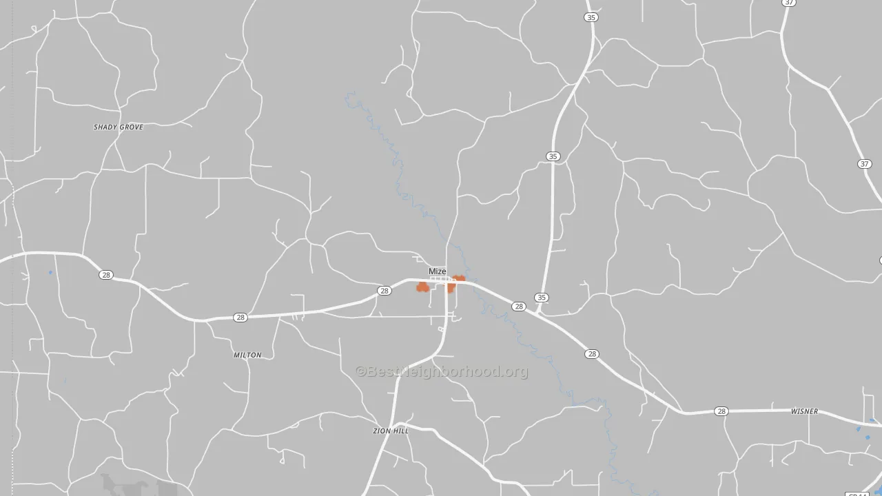 Bike Grade map of 39116, MS