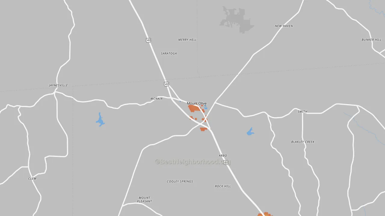 Bike Grade map of 39119, MS