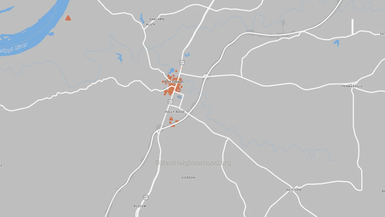 Bike Grade map of 39150, MS
