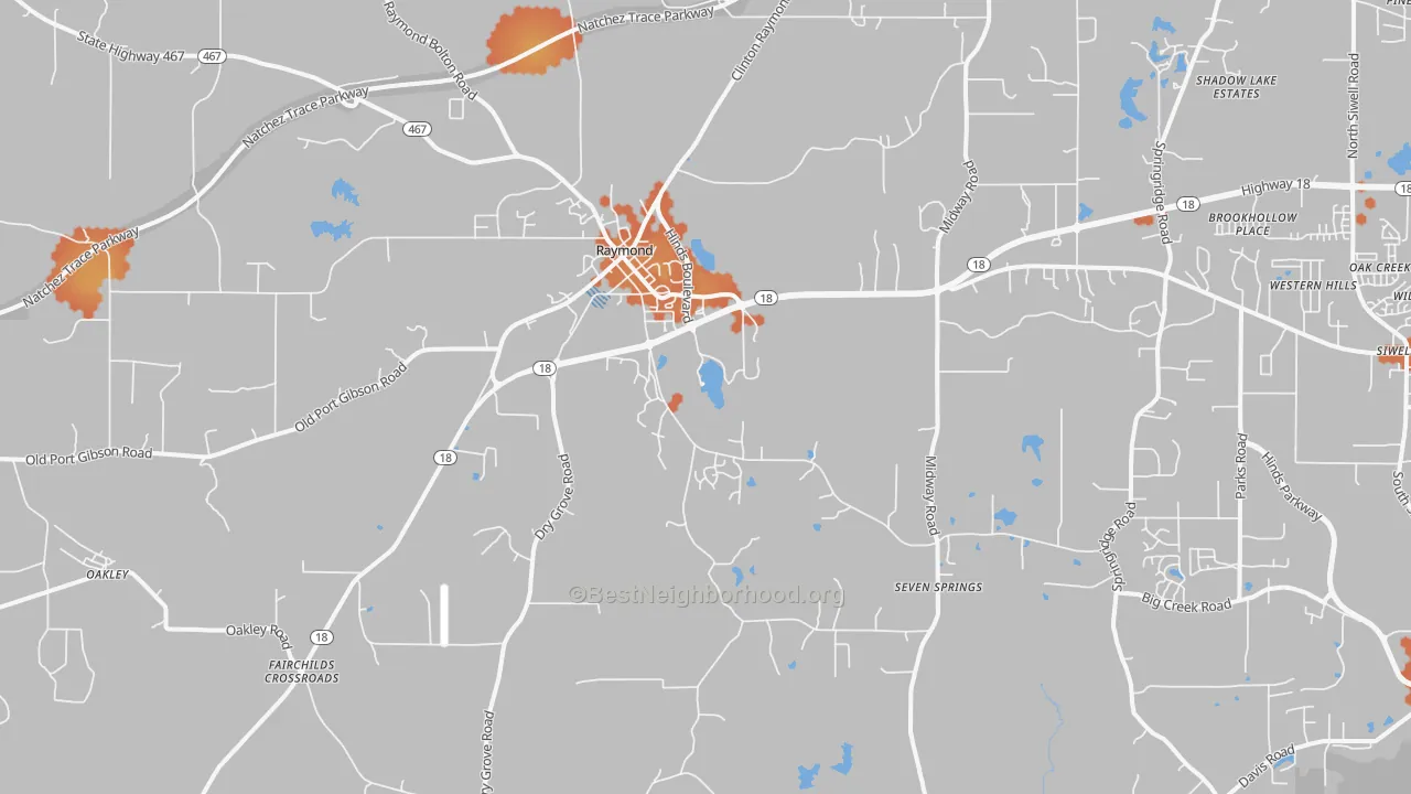 Bike Grade map of 39154, MS