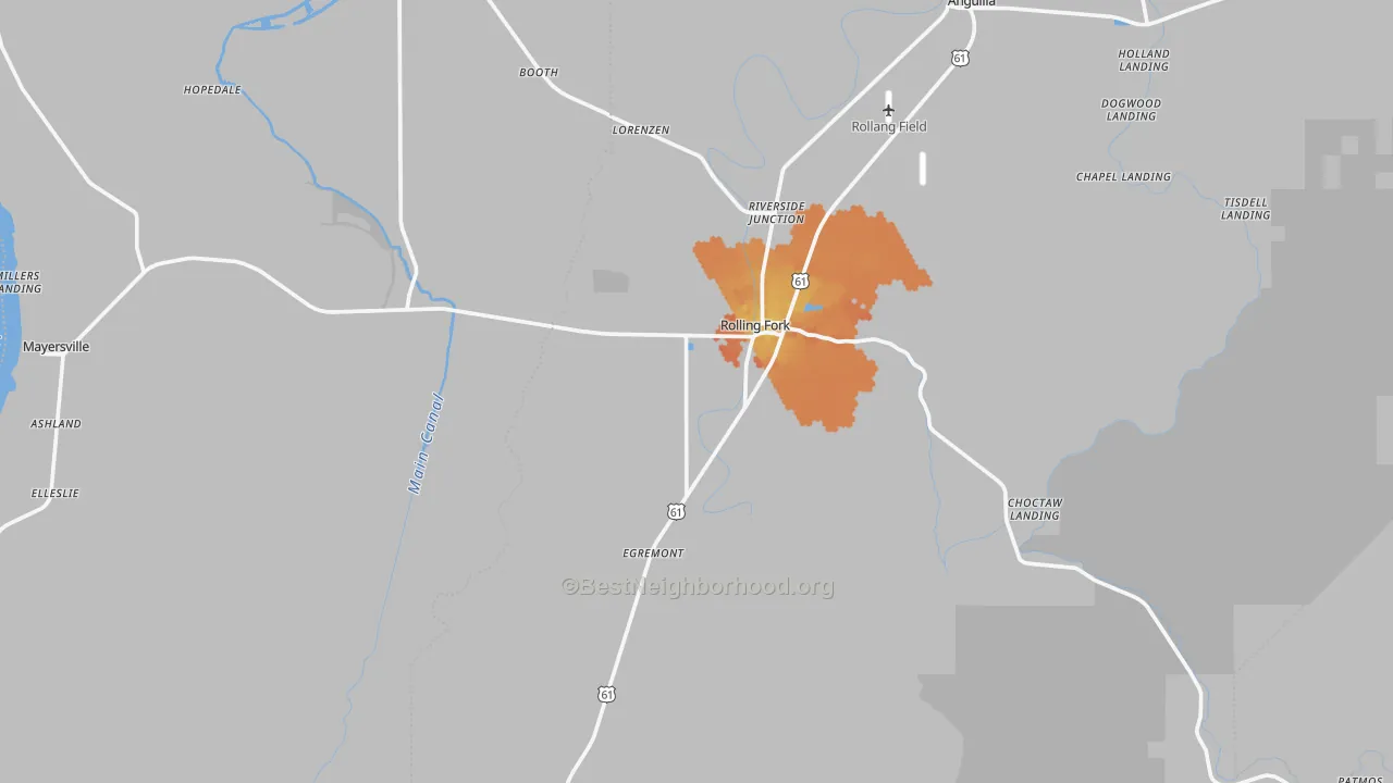 Bike Grade map of 39159, MS
