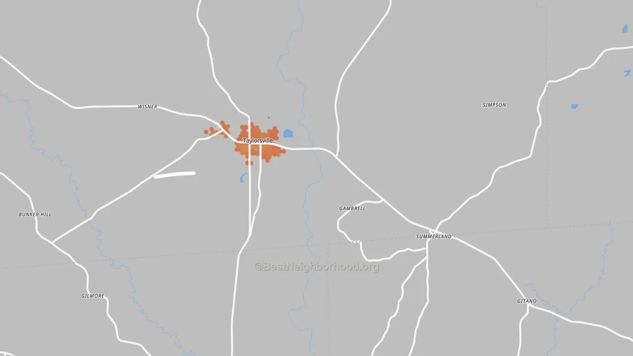 Bike Grade map of 39168, MS