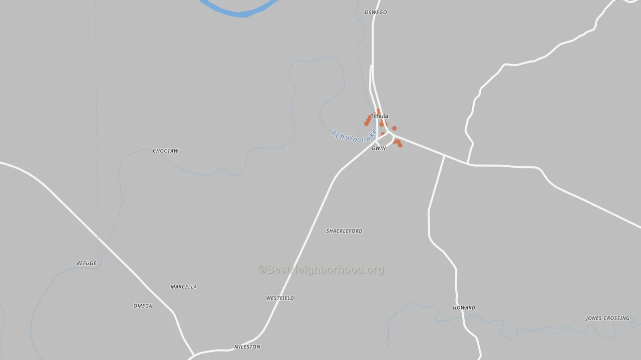 Bike Grade map of 39169, MS