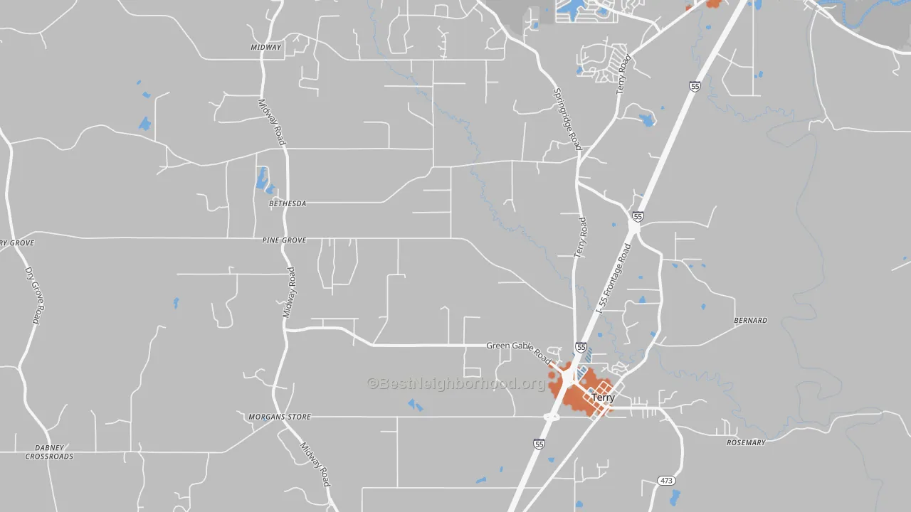 Bike Grade map of 39170, MS