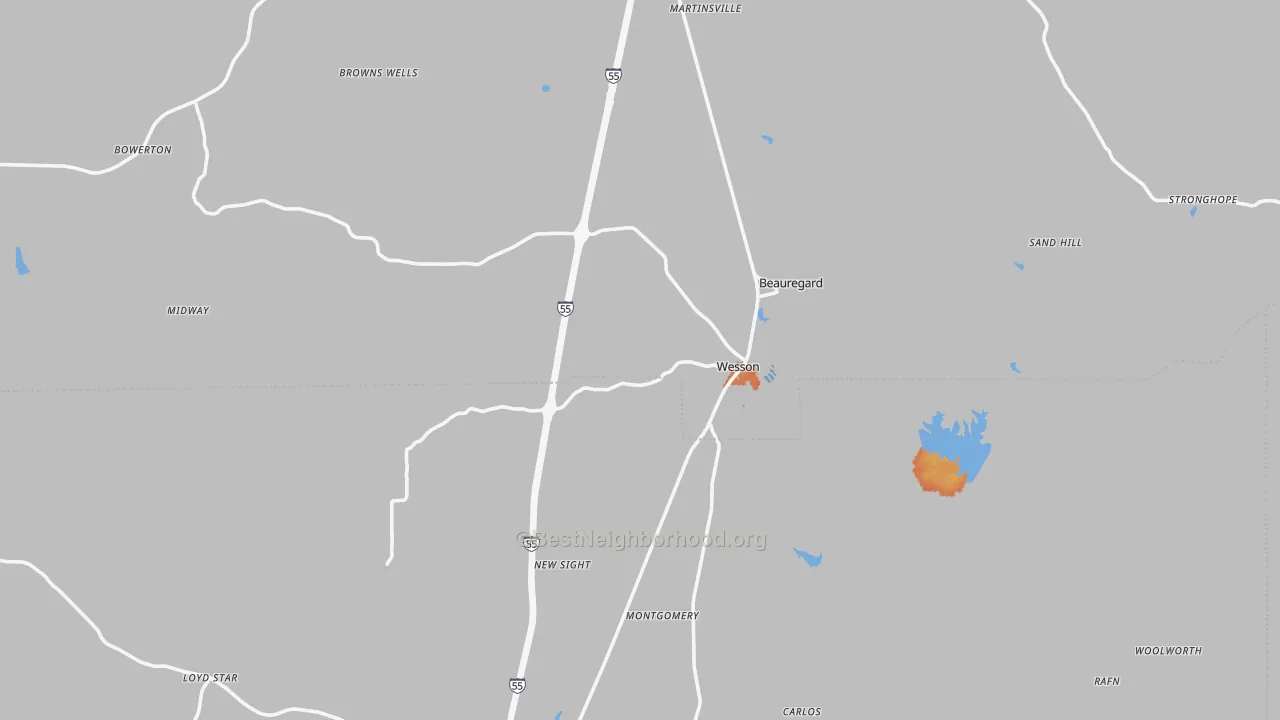 Bike Grade map of 39191, MS