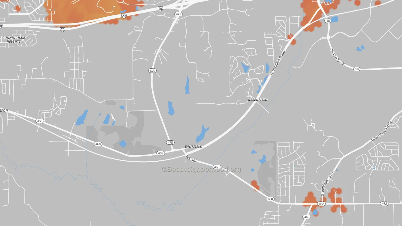 Bike Grade map of 39193, MS